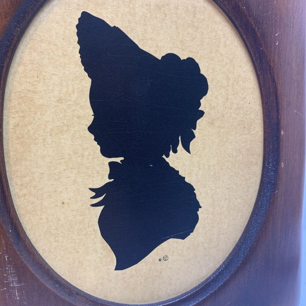 Vintage Set Silhouette Framed Pictures Woman And Man - Picture 5 of 10